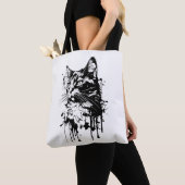 Zwart-witte kat splash tote bag (Dichtbij)
