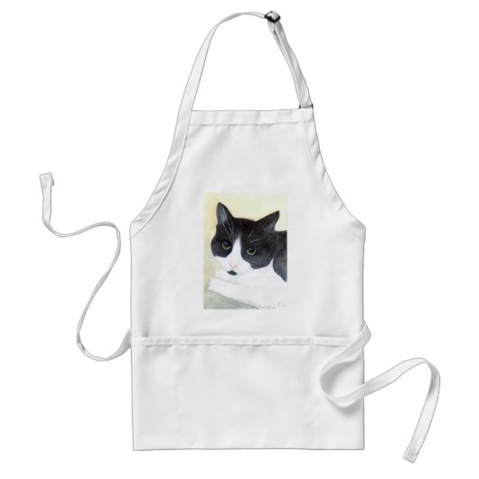 Zwart-witte kat standaard schort (Voorkant)