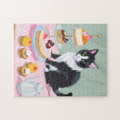 Zwart & Witte Kat, Thee en Gebak Legpuzzel (Horizontaal)
