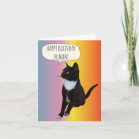 Zwart-witte kat verjaardagskaart personaliseren