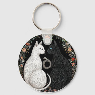 Zwart-witte kat Yin Yang-symbool Sleutelhanger