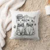 Zwart-witte katjes met polka stip bow kussen (Deken)