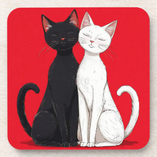 Zwart-witte katten bier onderzetter