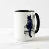 Zwart-witte katten bij het raam mok (Voorkant rechts)