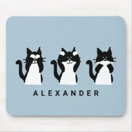 Zwart Witte Katten | Drie Wijze Katten Lichtblauw Muismat