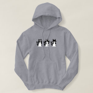 Zwart Witte Katten Drie Wijze Kitties Hoodie