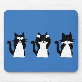 Zwart Witte Katten | Drie Wijze Kitties Muismat