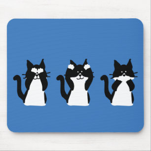 Zwart Witte Katten   Drie Wijze Kitties Muismat