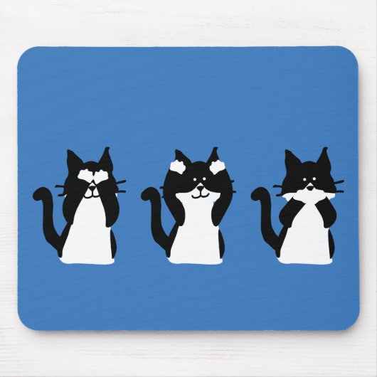 Zwart Witte Katten | Drie Wijze Kitties Muismat (Voorkant)