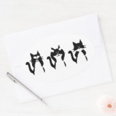 Zwart Witte Katten | Drie Wijze Kitties Ovale Sticker (Envelop)