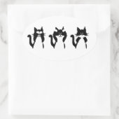 Zwart Witte Katten | Drie Wijze Kitties Ovale Sticker (Tas)