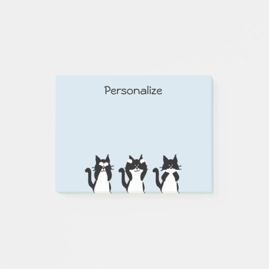 Zwart Witte Katten | Drie Wijze Kitties Post-it® Notes (Voorkant)