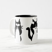 Zwart Witte Katten | Drie Wijze Kitties Tweekleurige Koffiemok (Voorkant links)