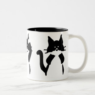 Zwart Witte Katten Drie Wijze Kitties Tweekleurige Koffiemok
