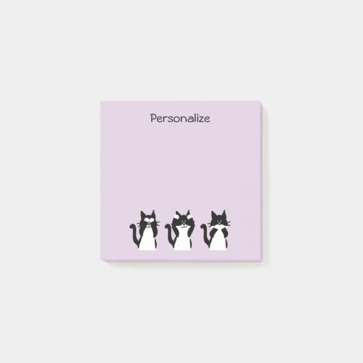 Zwart-witte katten | Drie Wijze Paarse Katten Post-it® Notes (Voorkant)