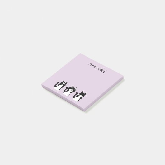 Zwart-witte katten | Drie Wijze Paarse Katten Post-it® Notes (Schuin)