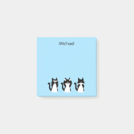 Zwart Witte Katten Drie Wijze Poesjes Blauw Post-it® Notes