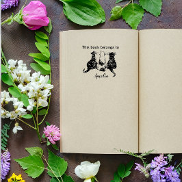 Zwart-witte katten geïllustreerd Dit boek behoort Zelfinktende Stempel