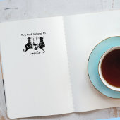 Zwart-witte katten geïllustreerd Dit boek behoort Zelfinktende Stempel