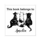 Zwart-witte katten geïllustreerd Dit boek behoort Zelfinktende Stempel (Design)