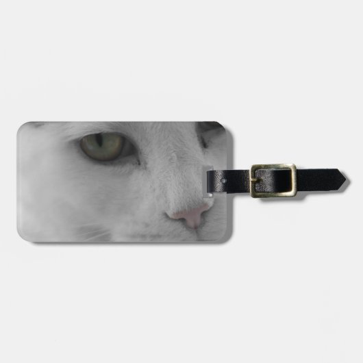 Zwart-witte katten gezicht bagagelabel (Voorkant horizontaal)