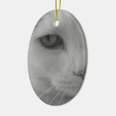 Zwart-witte katten gezicht keramisch ornament (Links)