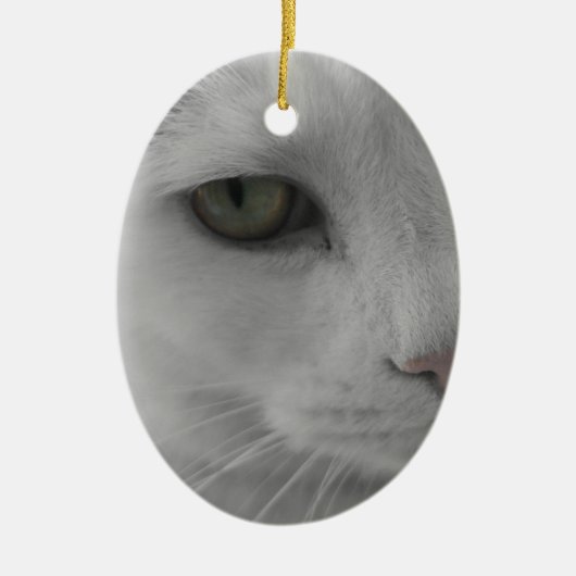 Zwart-witte katten gezicht keramisch ornament (Voorkant)
