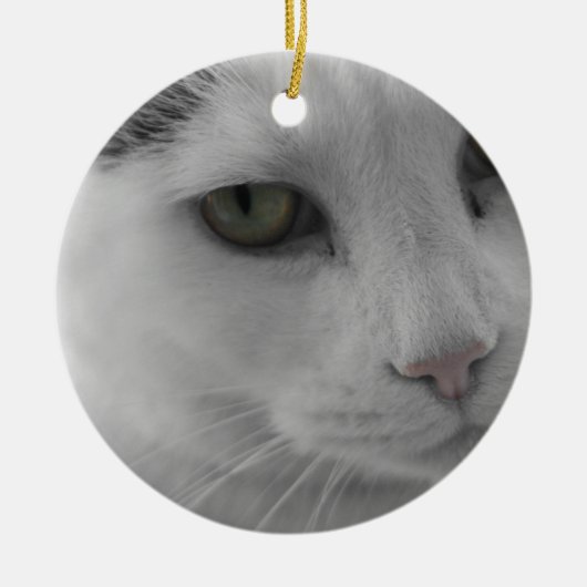Zwart-witte katten gezicht keramisch ornament (Voorkant)