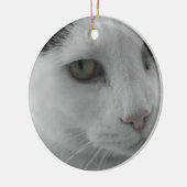 Zwart-witte katten gezicht keramisch ornament (Links)