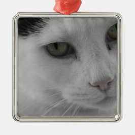 Zwart-witte katten gezicht metalen ornament