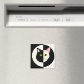 Zwart-witte katten gezicht yin en yang magneet (Insitu (Vaatwasser))