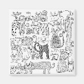 Zwart-witte katten Handtekening Moderne Kunst Magneet (Voorkant)