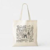 Zwart-witte katten Handtekening Moderne Kunst Tote Bag (Achterkant)