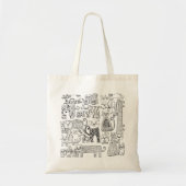 Zwart-witte katten Handtekening Moderne Kunst Tote Bag (Voorkant)