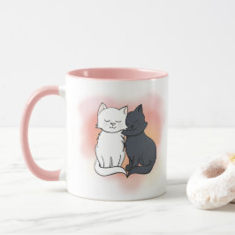 Zwart-witte katten in Love Dreamweaver Pink Mok
