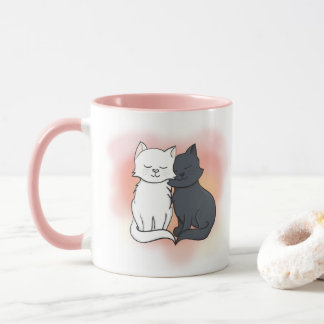 Zwart-witte katten in Love Dreamweaver Pink Mok