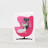 Zwart-witte katten in roze stoel op Stippen Kaart (Voorkant)