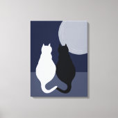 Zwart-witte katten in Volle Maan Canvasprint Canvas Afdruk (Voorkant)