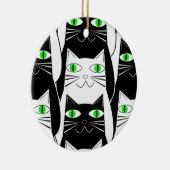Zwart-witte katten keramisch ornament (Rechts)