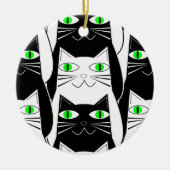 Zwart-witte katten keramisch ornament (Voorkant)