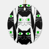 Zwart-witte katten keramisch ornament (Links)