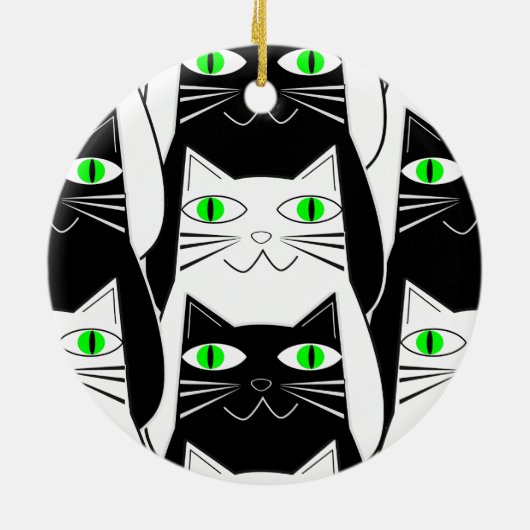 Zwart-witte katten keramisch ornament (Achterkant)