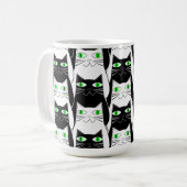 Zwart-witte katten koffiemok (Voorkant links)