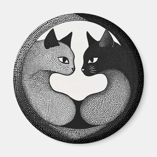 Zwart-witte katten magneet (Voorkant)