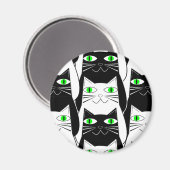 Zwart-witte katten magneet (Voorkant / Achterkant)