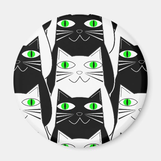 Zwart-witte katten magneet (Voorkant)