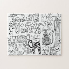 Zwart-witte katten met handschrift Moderne kunst Legpuzzel