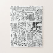 Zwart-witte katten met handschrift Moderne kunst Legpuzzel (Verticaal)
