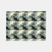 Zwart-witte katten met japanse personages fleece deken (Voorkant (Horizontaal))