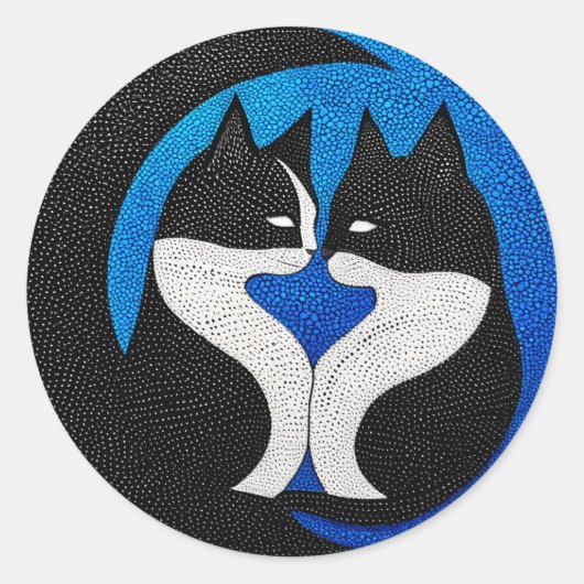 Zwart-witte katten ronde sticker (Voorkant)